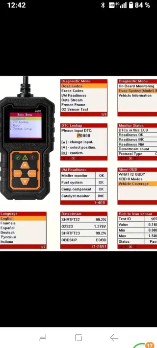 Escáner diagnóstico para coche OBD2 CY3001 2025