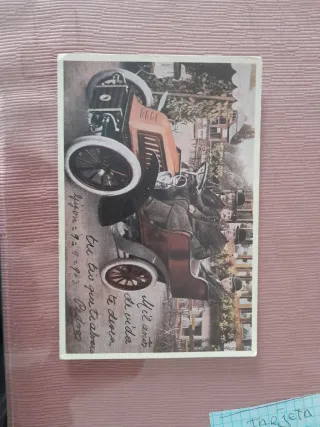 Postal antigua coche clásico años 50