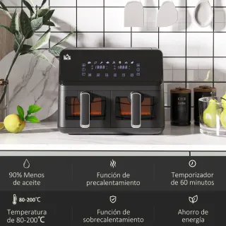 Freidora Doble 8L 2500W 8 Programas