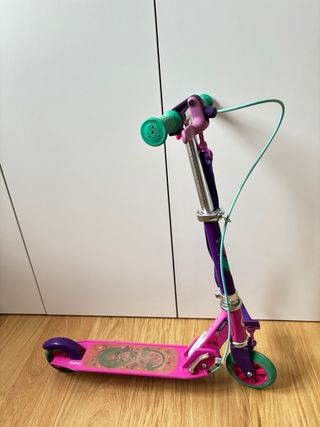 Patinete infantil plegable rosa y morado