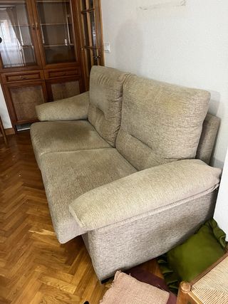 Sofá biplaza beige tela