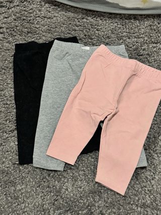 Set 3 Leggings Neonata (Nero, Grigio, Rosa) 62 cm