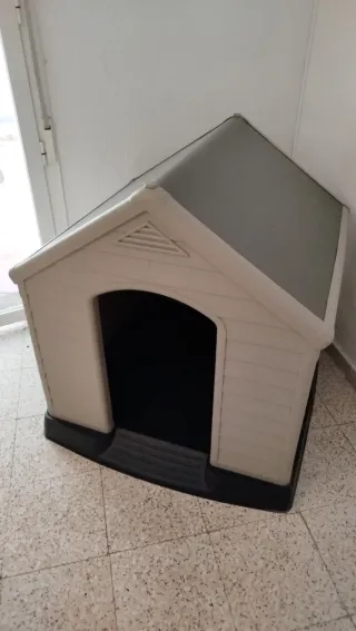 Caseta Grande para Perro Beige y Gris