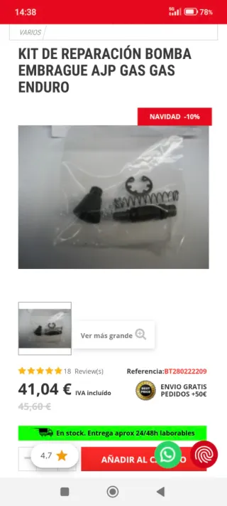 Kit reparación bomba Braktec y AJP 150.00.596C