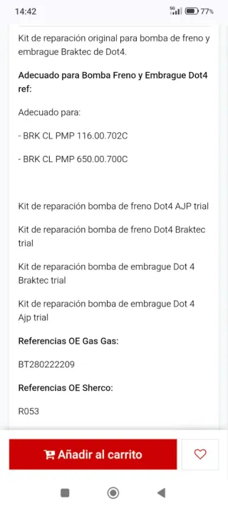 Kit reparación bomba Braktec y AJP 150.00.596C