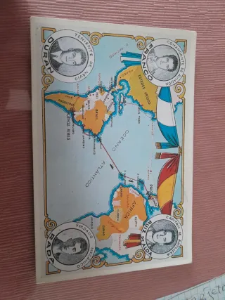 Postal antigua mapa de vuelo 50s