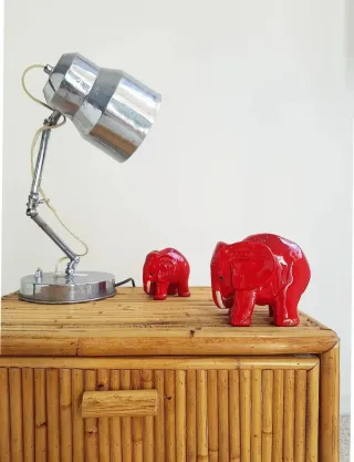 Mesita de noche de bambú. Vintage, 70s.