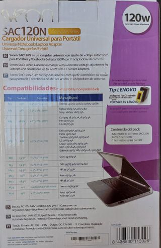 Cargador Sveon 120W SAC120N Universal Portátil