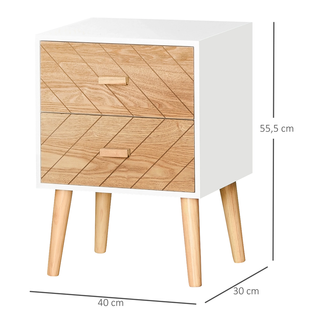 Mesita de Noche Madera con 2 Cajones 40x30x55,5cm
