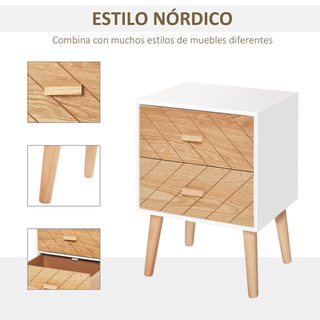 Mesita de Noche Madera con 2 Cajones 40x30x55,5cm