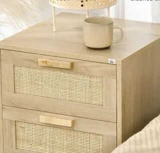 Mesita de Noche Estilo Cannage Mesilla de Noche