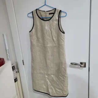 Vestido Massimo Dutti Beige Dorado Talla S