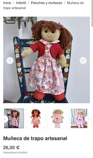 Muñeca Artesanal Trapo 40 cm El Hada Leanan