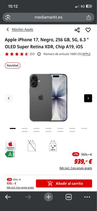 iPhone 17 256GB Negro