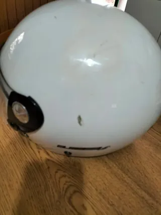 Casco moto blanco con visera, pocos usos