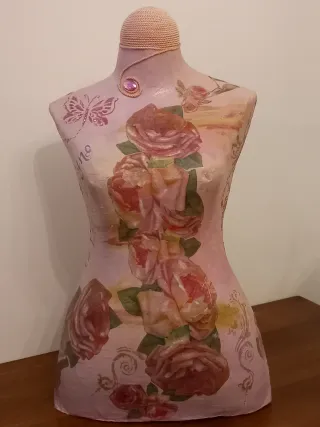 2 Busti Cartapesta Decoupage Decorati