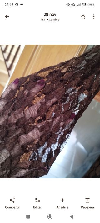 Vestido largo encaje marrón, Vale para S