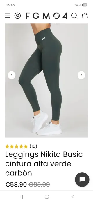 Leggings FGM04, nuevos con etiqueta, verde XS-S