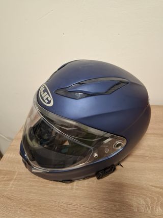 Casco Moto HJC Azul con intercomunicador