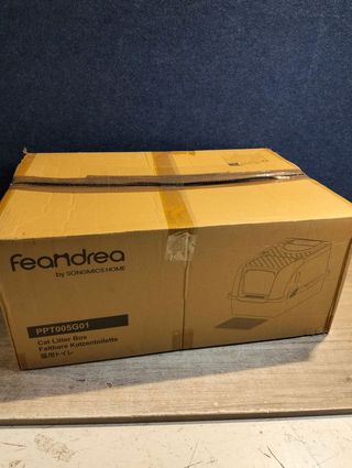 Feandrea Caja de Arena de Acero Inoxidable para Gatos con Tapa Abatible, Arenero XL