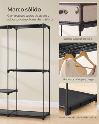 SONGMICS Armario Abierto 205×43×166 cm Negro RYG035B01