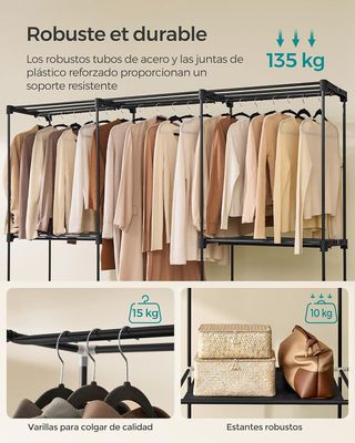 SONGMICS Armario Abierto 205×43×166 cm Negro RYG035B01