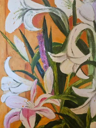 Cuadro al óleo grande flores 60x73