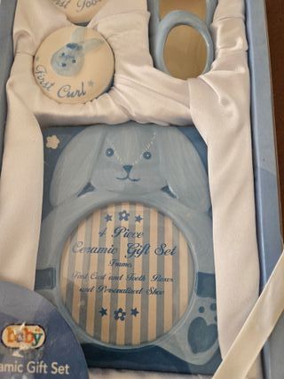 Pack Recuerdo Bebé Cerámica Azul