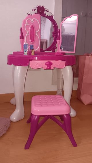 Tocador infantil juguete rosa con accesorios