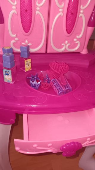 Tocador infantil juguete rosa con accesorios