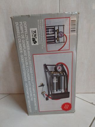 Bomba de ar pedal duplo com manómetro