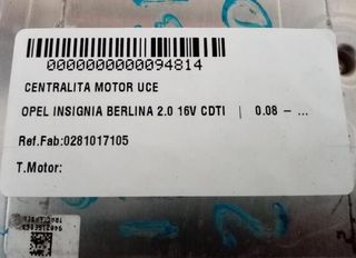 Centralita opel 94814 0281017105 insignia berlina