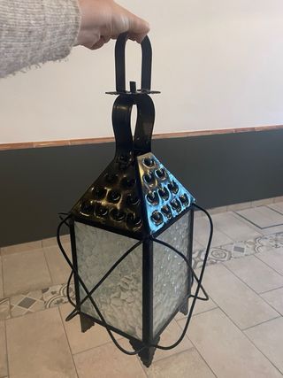 Lámparas farol forja y cristal (2 unidades)