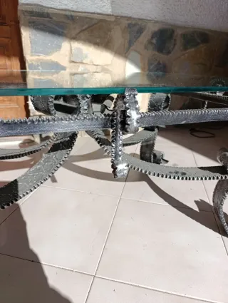 Mesa de centro hierro forjado y cristal