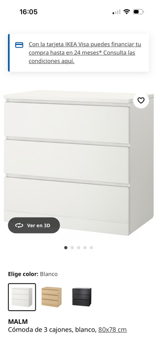 Cómoda MALM 3 cajones blanca