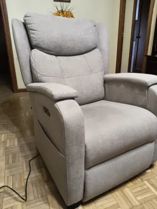 Sillón relax eléctrico elevador beige/gris