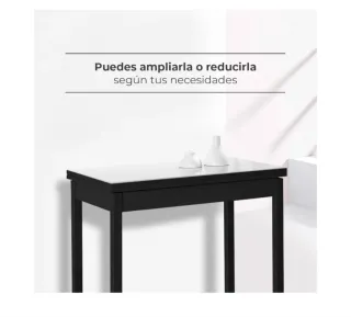 Mesa de cocina extensible cristal y madera