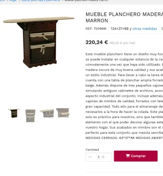 Mueble de planchado con cestas