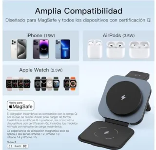Cargador 3 en 1 Apple iPhone, Watch, AirPods