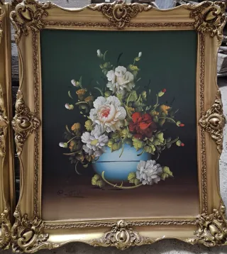 Cuadro de flores vintage dorado Autor: Castillo