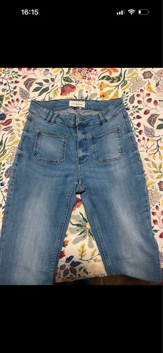 Pantalones campana vaqueros azules