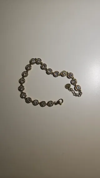 Pulseira Prata Dourada com Cristais