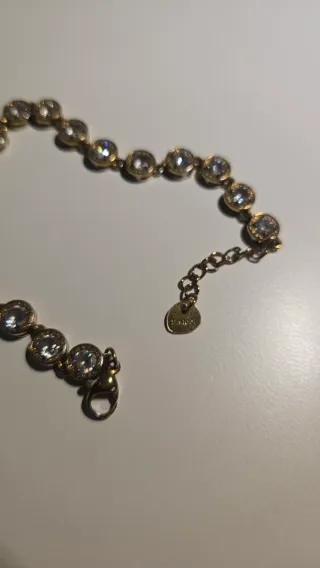 Pulseira Prata Dourada com Cristais