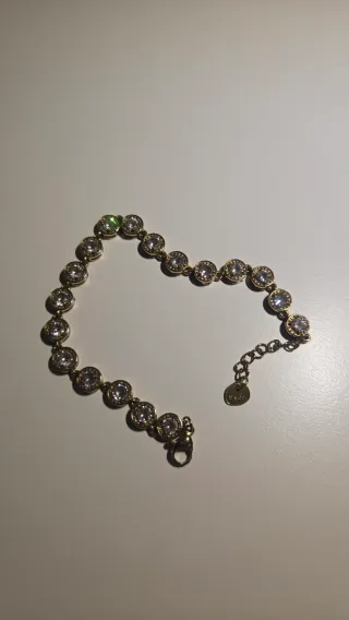 Pulseira Prata Dourada com Cristais