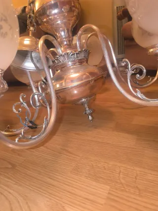 Lámpara de techo de cristal y metal