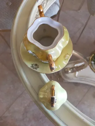 Restos Juego de café vintage porcelana y dorado