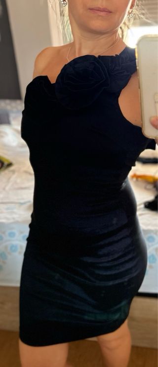 Vestido fiesta azul con flores