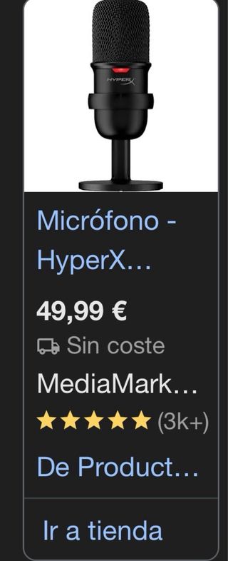 Micrófono HyperX Condensador Negro