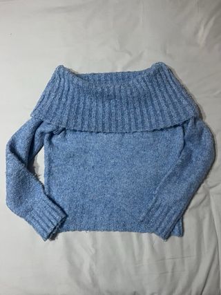 Jersey Mango Hombros Descubiertos Azul