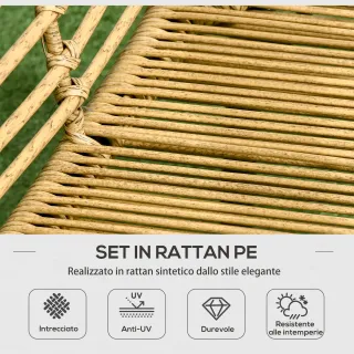 Set da Giardino 4 Pezzi in Rattan PE e Acciaio con